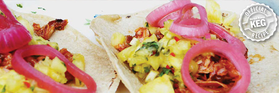 SMOKED CHICKEN TACOS WITH PICKLED ONIONS & PINEAPPLE SALSA